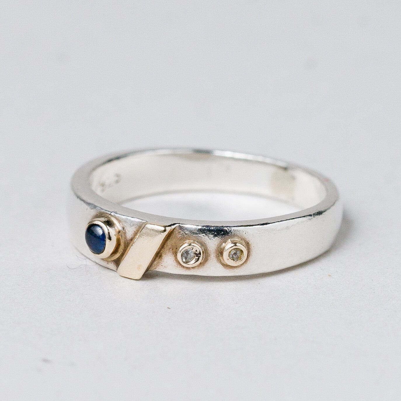 Silber Ring 925 Blauer Stein Größe 49 (15,6 mm Ø) 2,51 g0