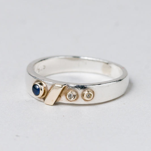 Silber Ring 925 Blauer Stein Größe 49 (15,6 mm Ø) 2,51 g0