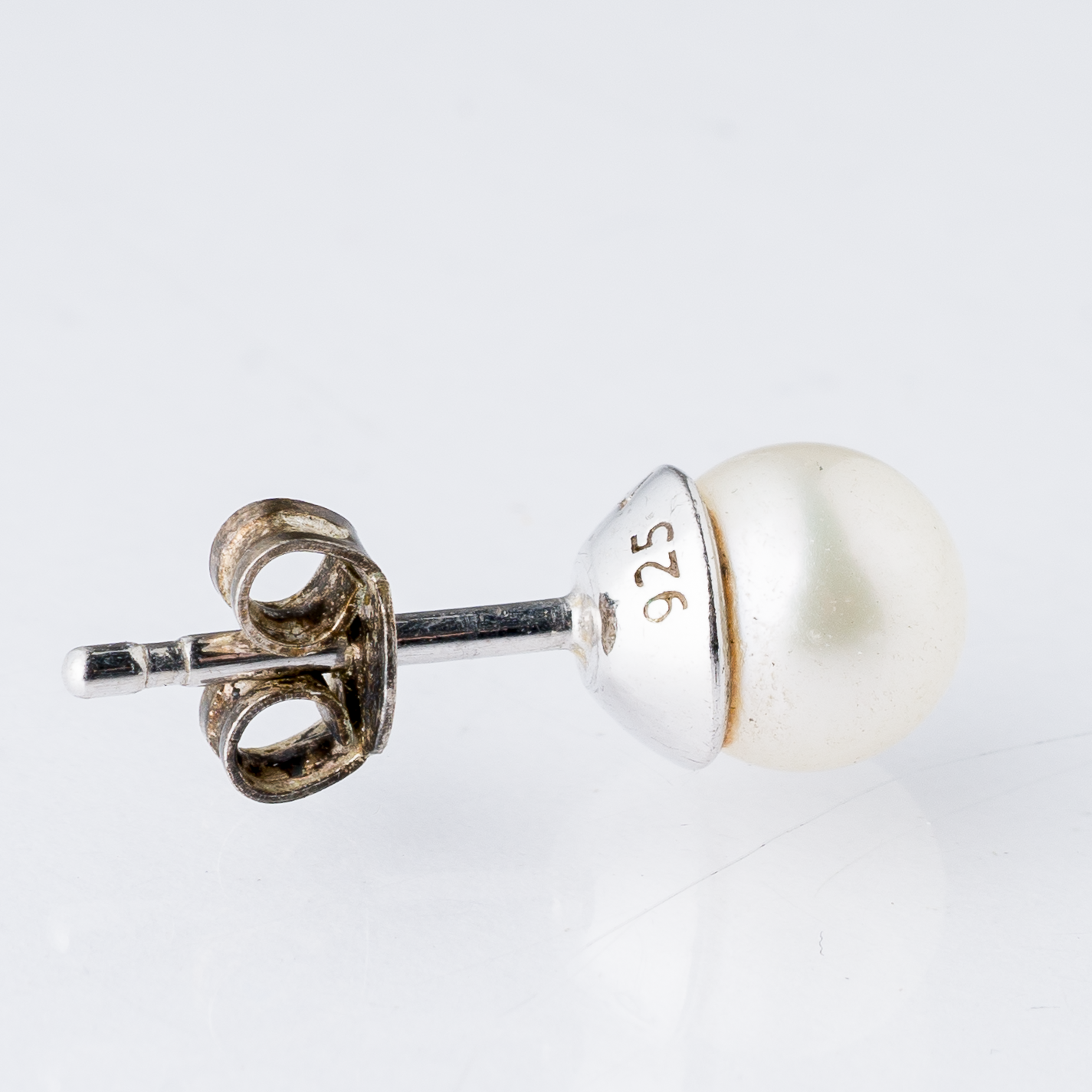 Einzelner Ohrring Ohrstecker Perle Silber 0,76 g2