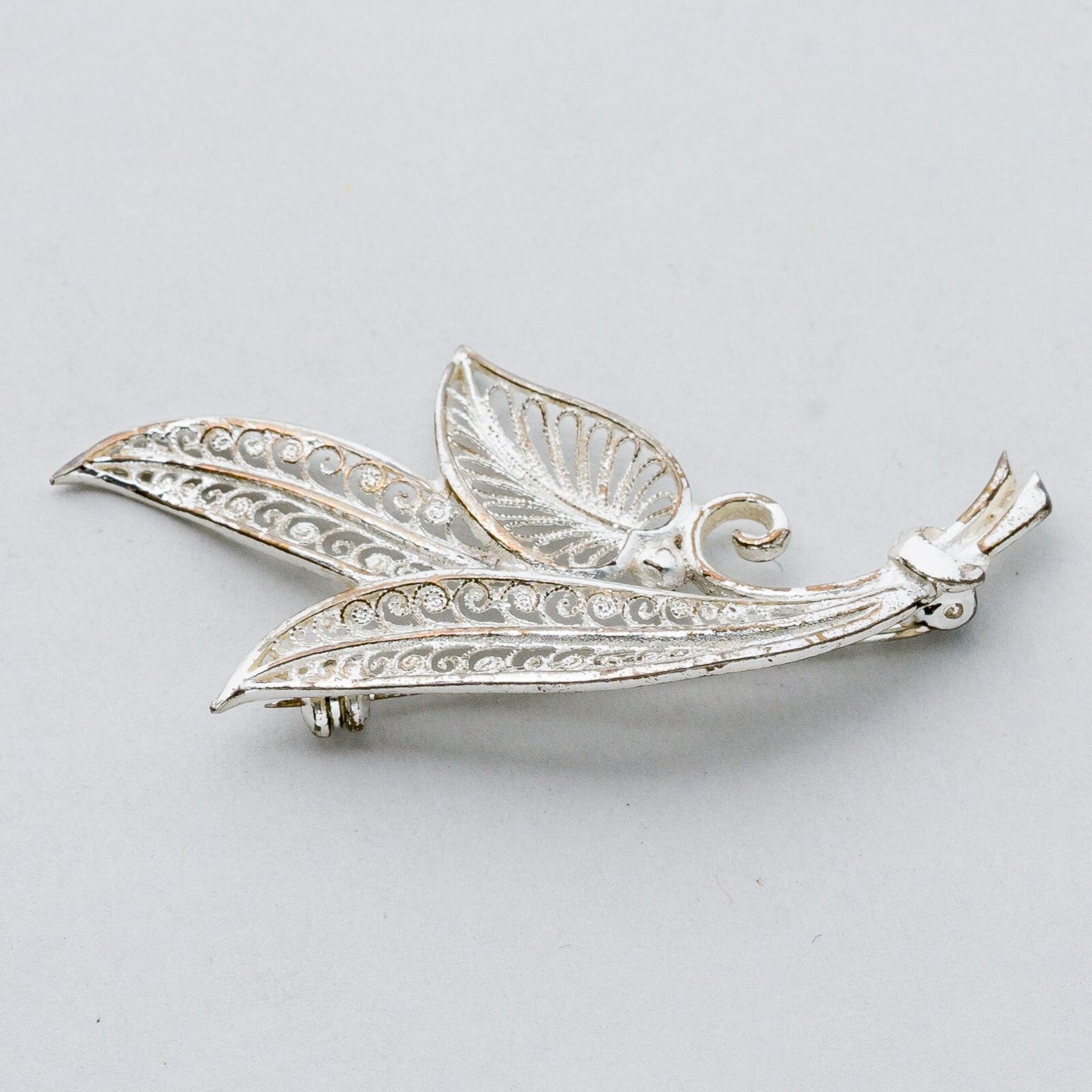 Silber Brosche Spange 800 Blatt Filigran 4,47 g0