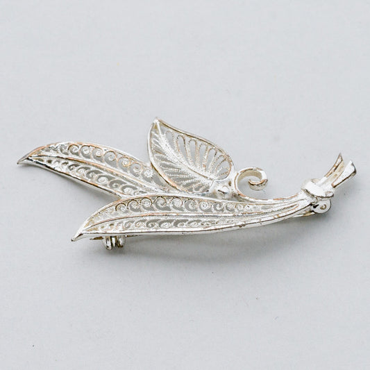 Silber Brosche Spange 800 Blatt Filigran 4,47 g0