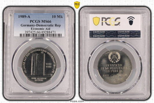 10 Mark DDR 1989 A Wirtschaftshilfe PCGS MS660