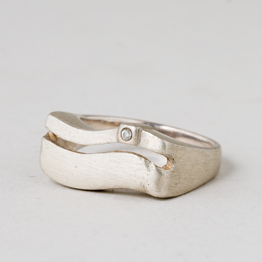 Ring Weißer Stein 925er Silber 5,3 g Größe 55 (17,5 mm Ø)0