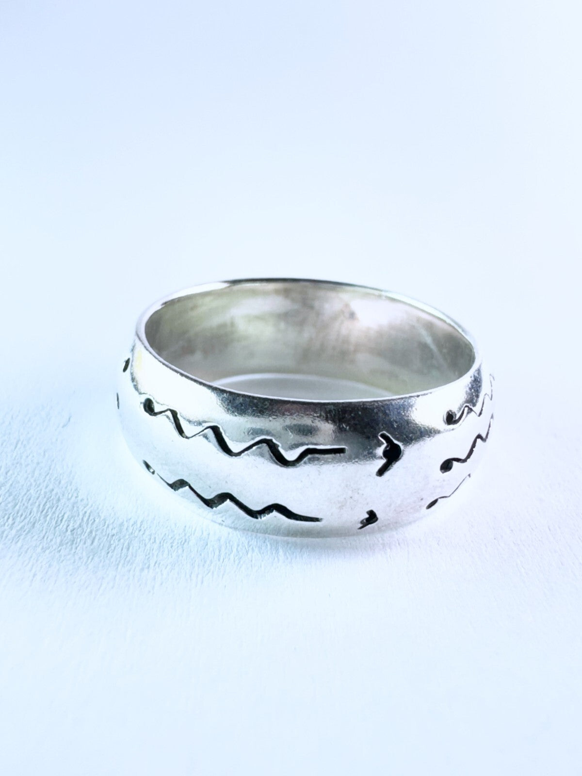 Silberring 925er Sterling Silber mit Mustern Größe 55 (17,5 mm Ø) 5,55 g5