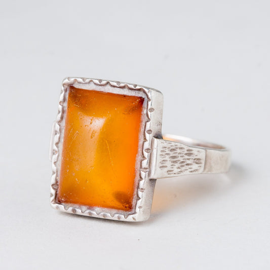 Silber Ring 835 Bernstein Größe 60 (19,1 mm Ø) 5,49 g0