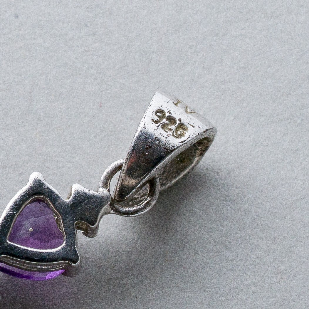 Silber Anhänger Kettenanhänger 925 Kreuz Lila Steine 4,53 g6