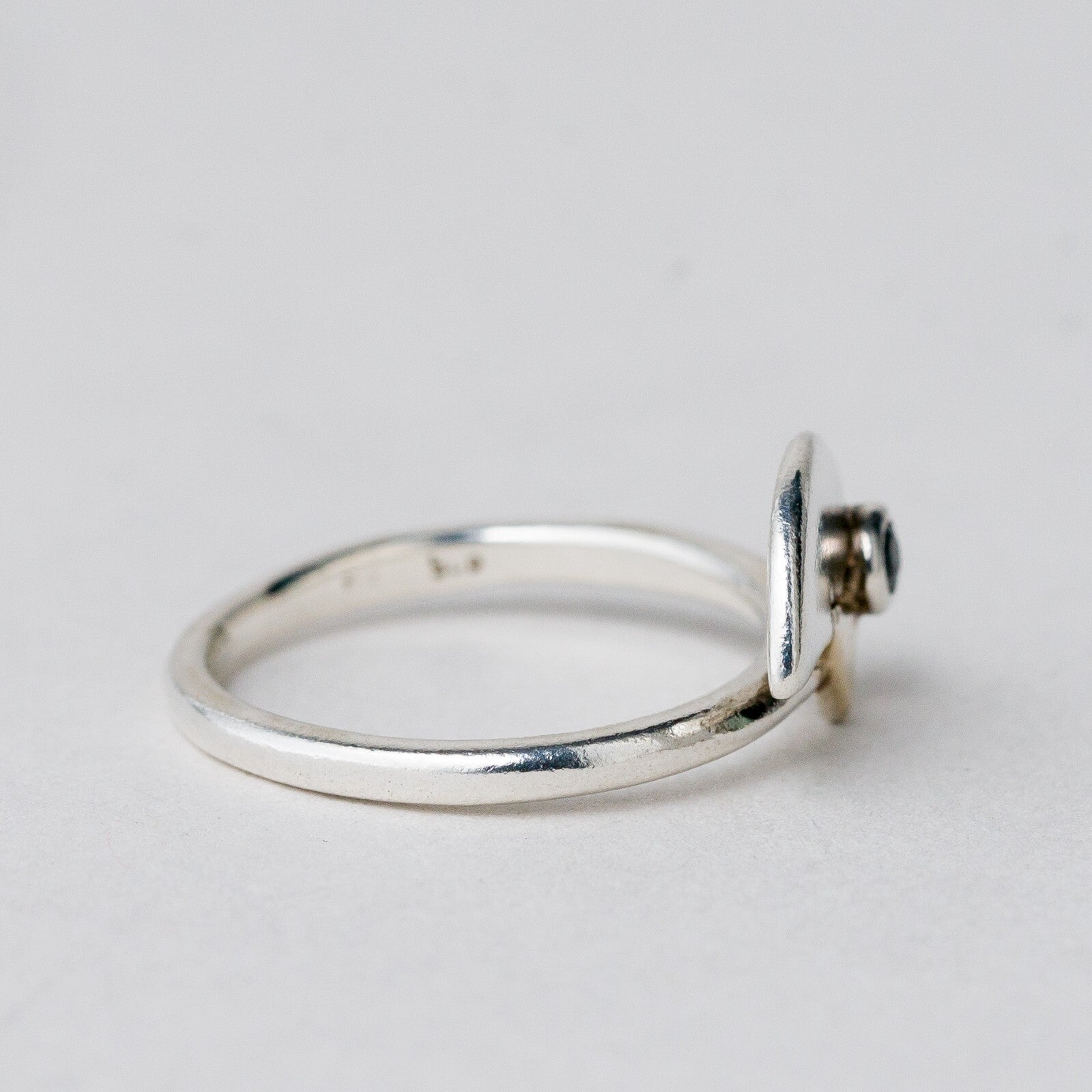 Silber Ring 835 Blauer Stein Größe 49 (15,6 mm Ø) 2,17 g4