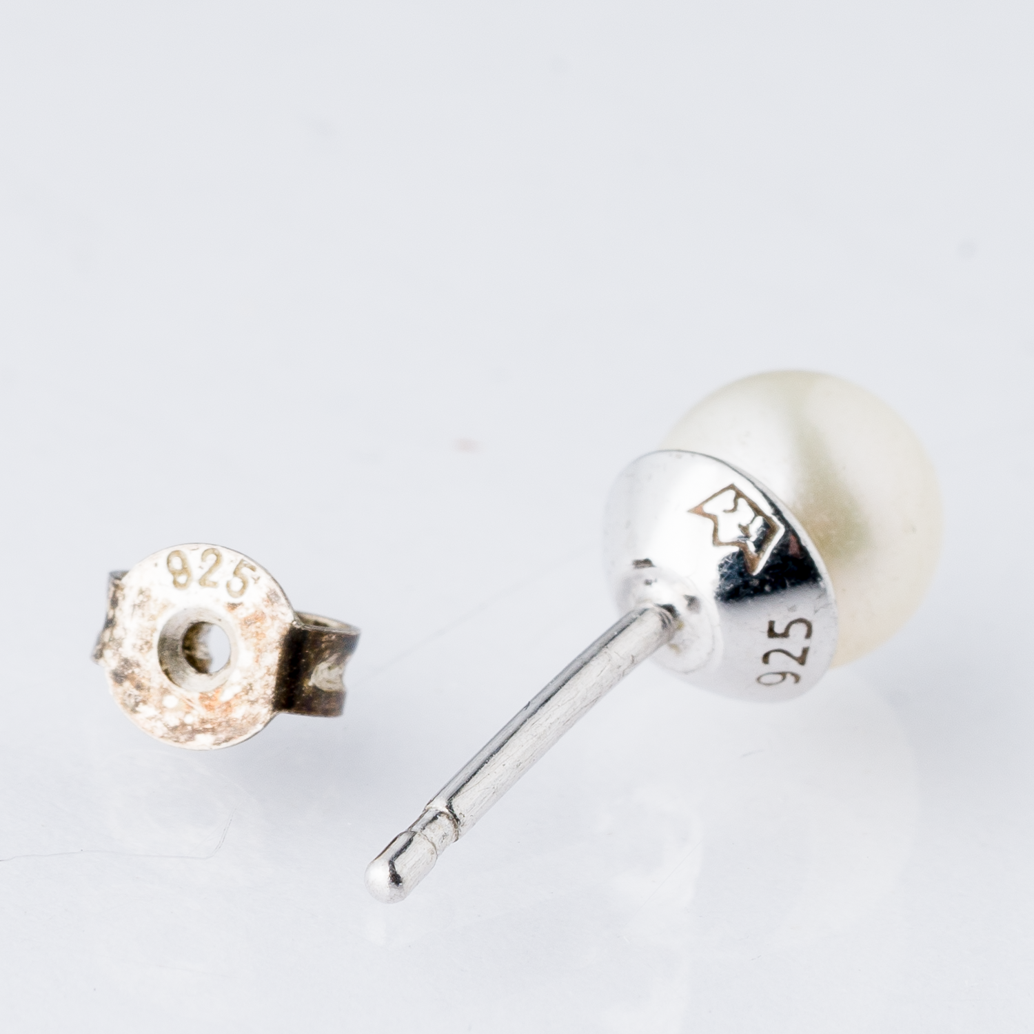 Einzelner Ohrring Ohrstecker Perle Silber 0,76 g7