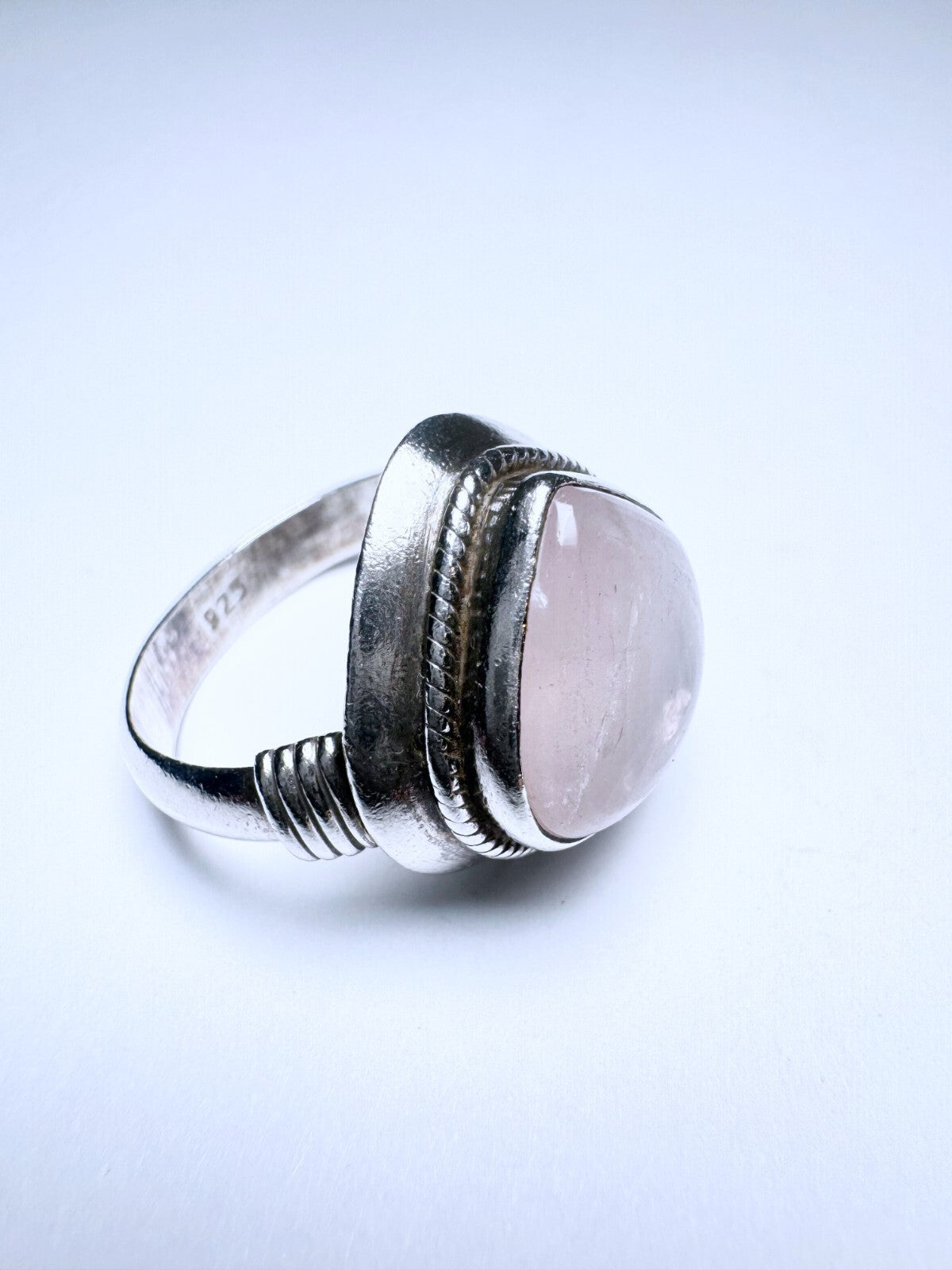 Ring 925er Silber Größe 57 hellrosa Herzcabochon 7,63g3