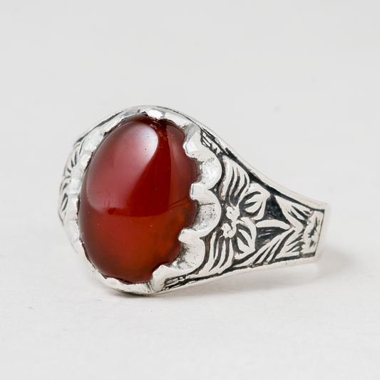 Ring Roter Stein 925er Silber 5,27 g Größe 66 (21,0 mm Ø)0