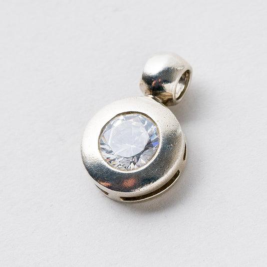 Silber Anhänger Kettenanhänger 925 Weißer Stein 2 cm 3 g0