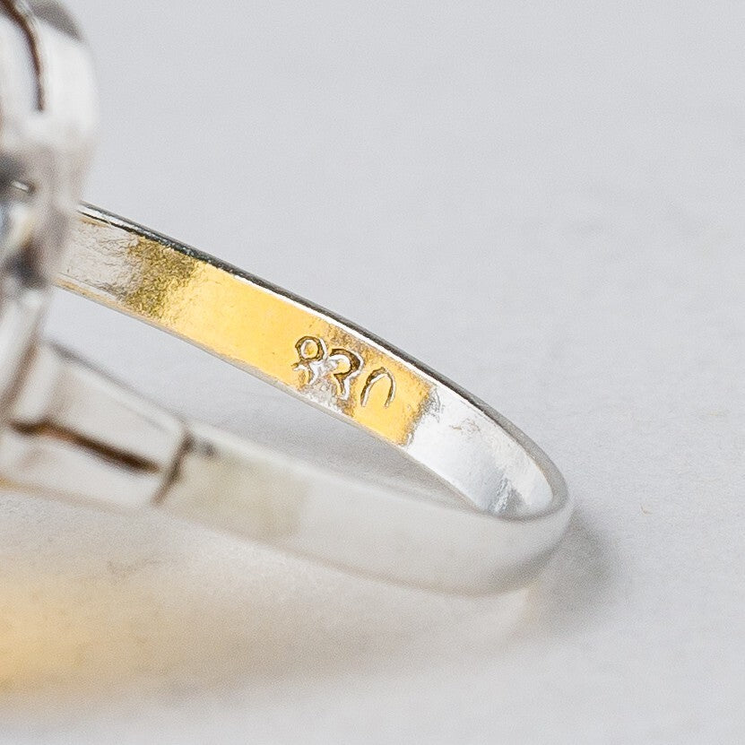 Silber Ring 830 Oranger Stein Größe 56 (17,8 mm Ø) 2,84 g5