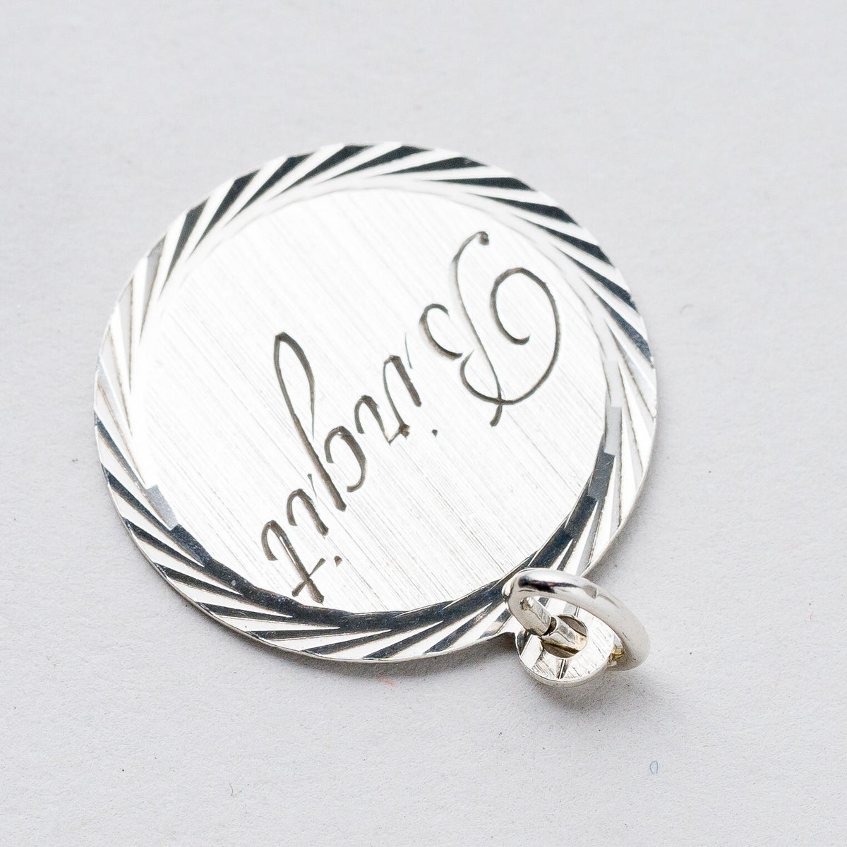 Anhänger 835 Silber Namensschild "Brigitte" 2,6 cm 1,75 g1