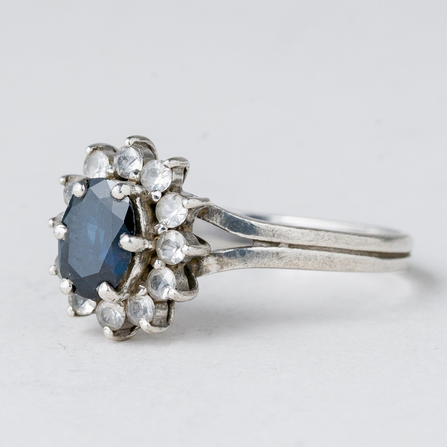 Silber Ring 925 Blauer Stein Größe 57 (18,1 mm Ø) 2,86 g0