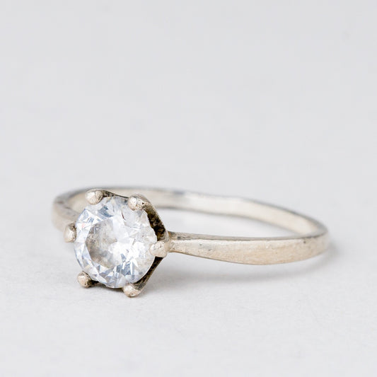 Ring Weißer Stein 1,6 g 925er Silber Größe 51 (16,2 mm Ø)0