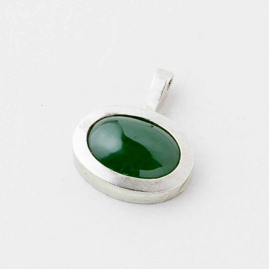 Anhänger Grüner Stein 835er Silber 2,44 g 1,9 cm0