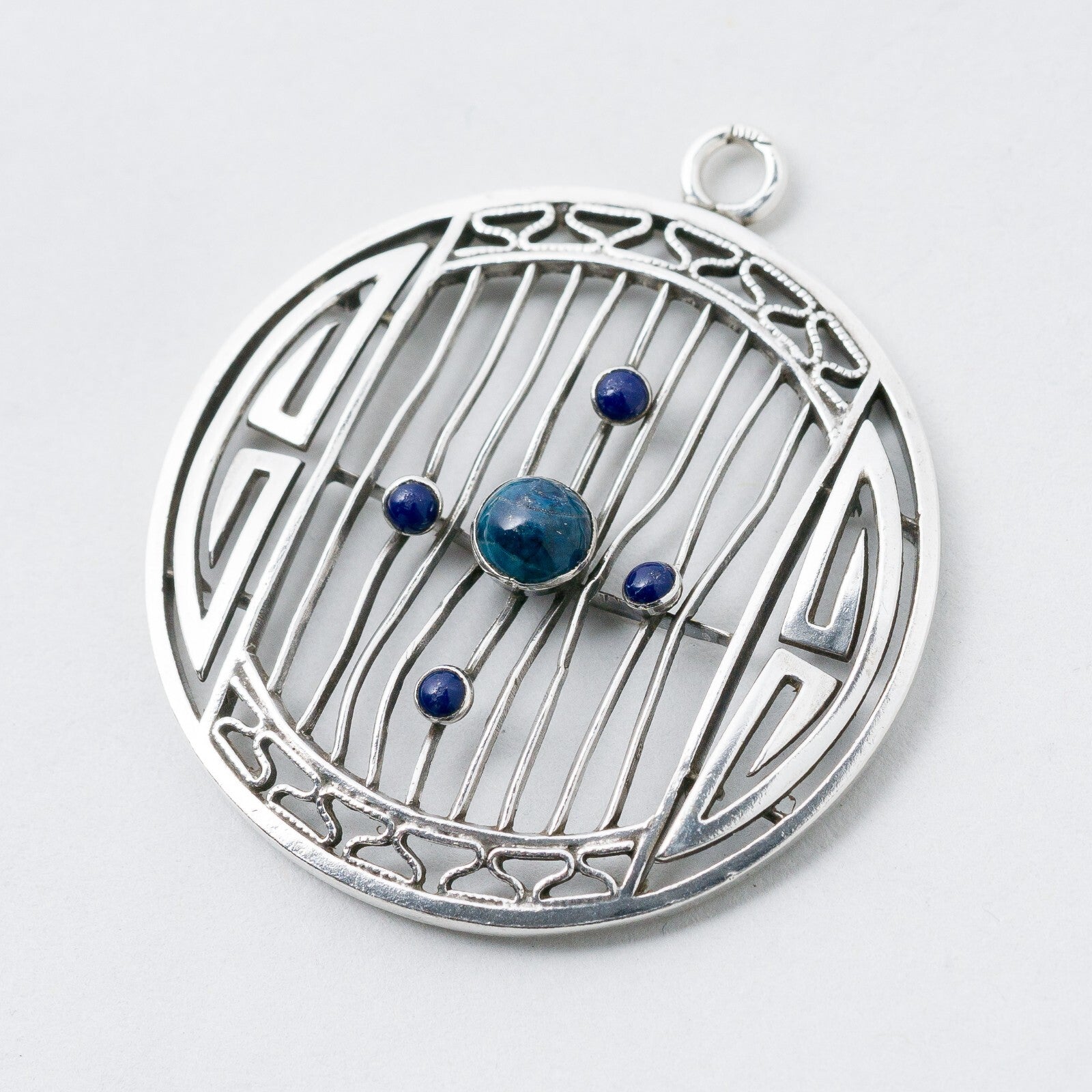 Anhänger Silber Blaue Steine 3,8 cm 4,39 g0