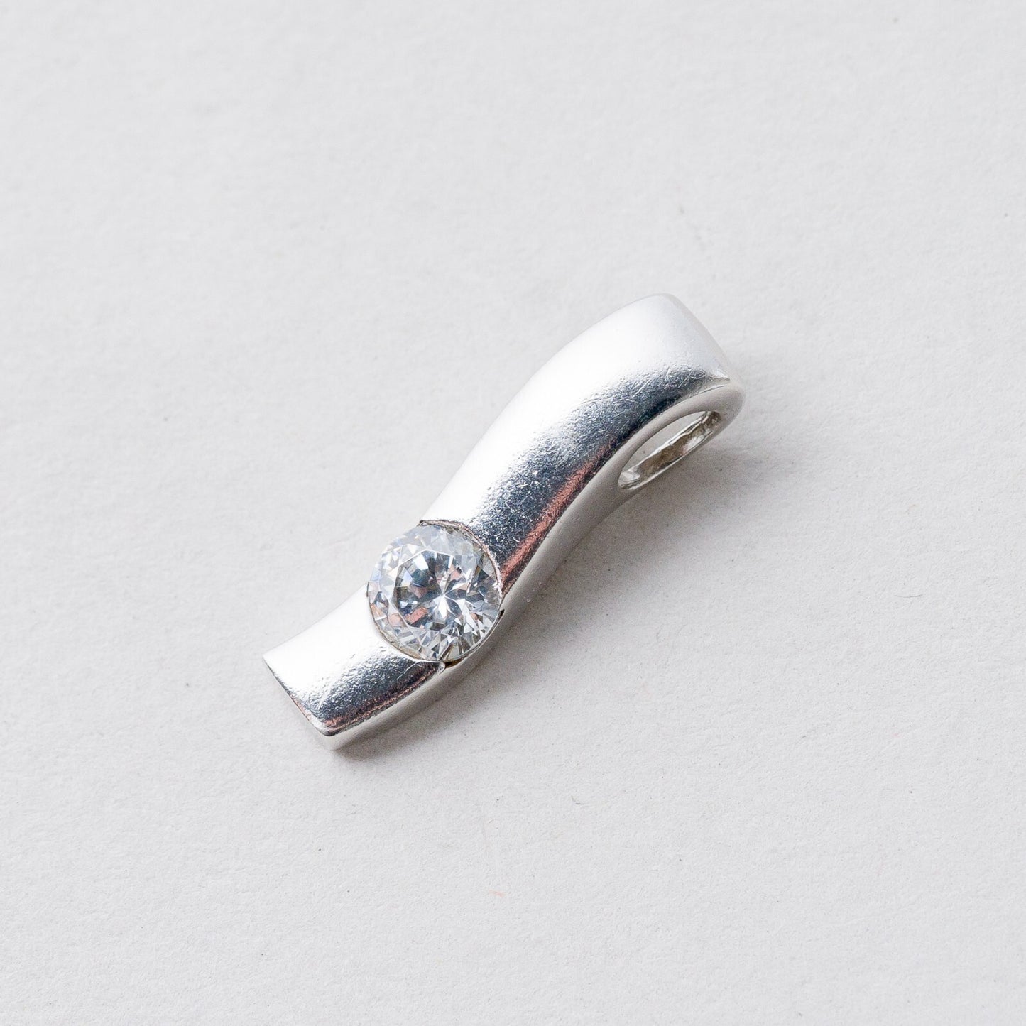 Silber Anhänger Kettenanhänger 925 Weißer Stein 2 cm 1,77 g0