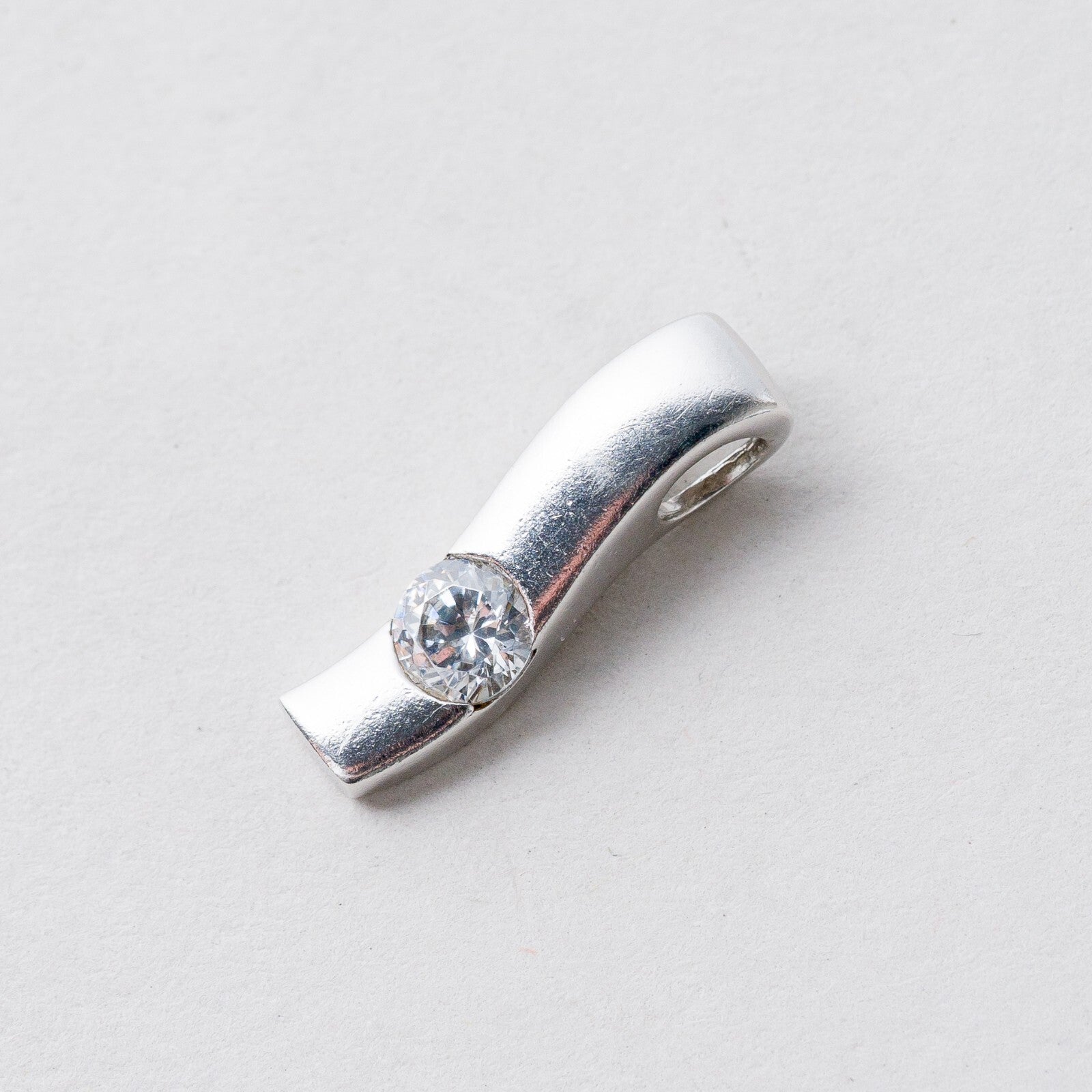 Silber Anhänger Kettenanhänger 925 Weißer Stein 2 cm 1,77 g0