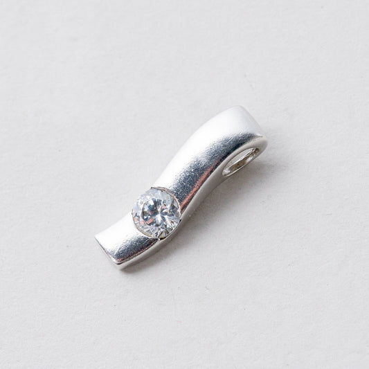 Silber Anhänger Kettenanhänger 925 Weißer Stein 2 cm 1,77 g0