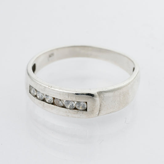 Silberring Weiße Steine 925er Silber 1,54 g Größe 52 (16,5 mm Ø)0