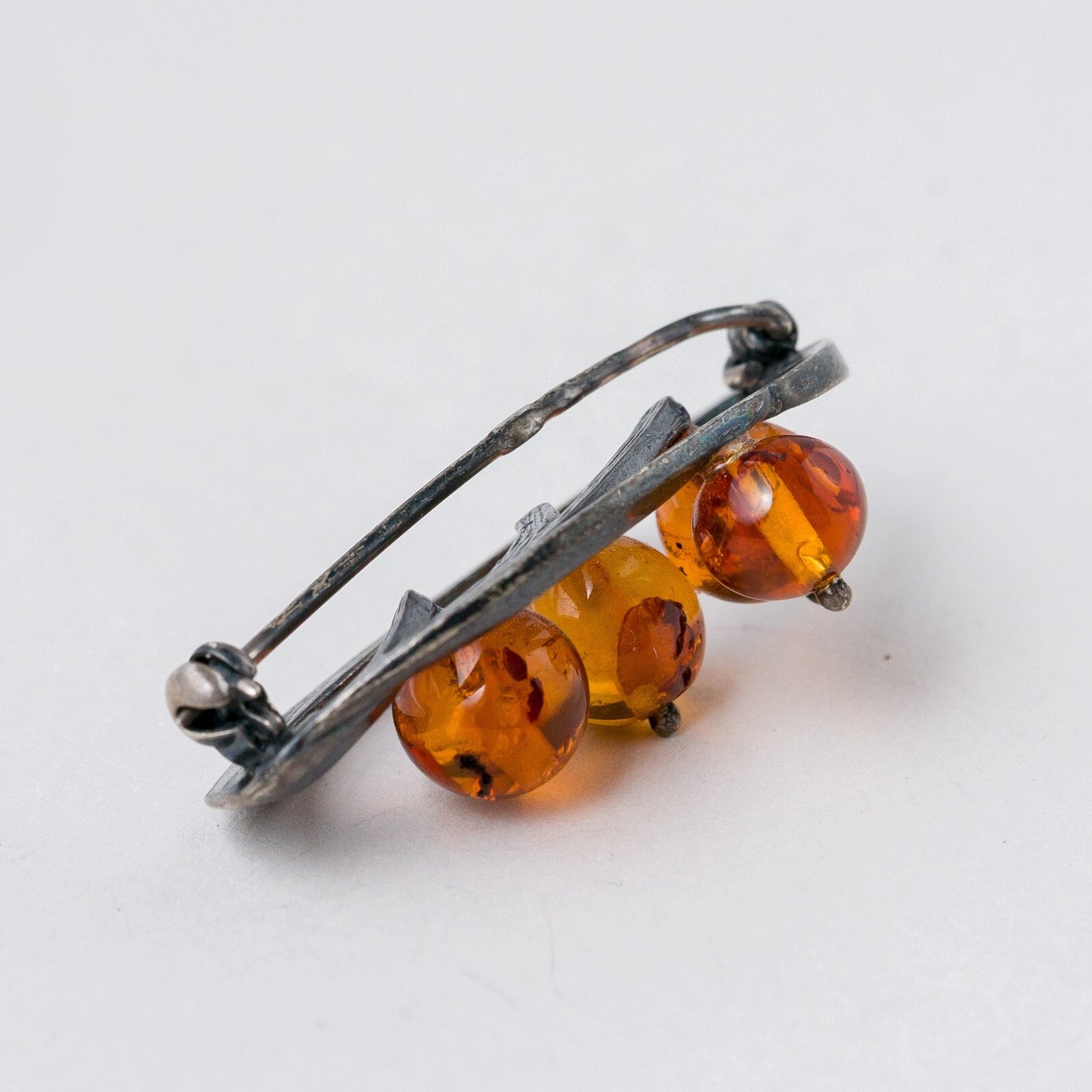 Brosche 925 Silber Bernstein 3,5 cm 5,9 g5