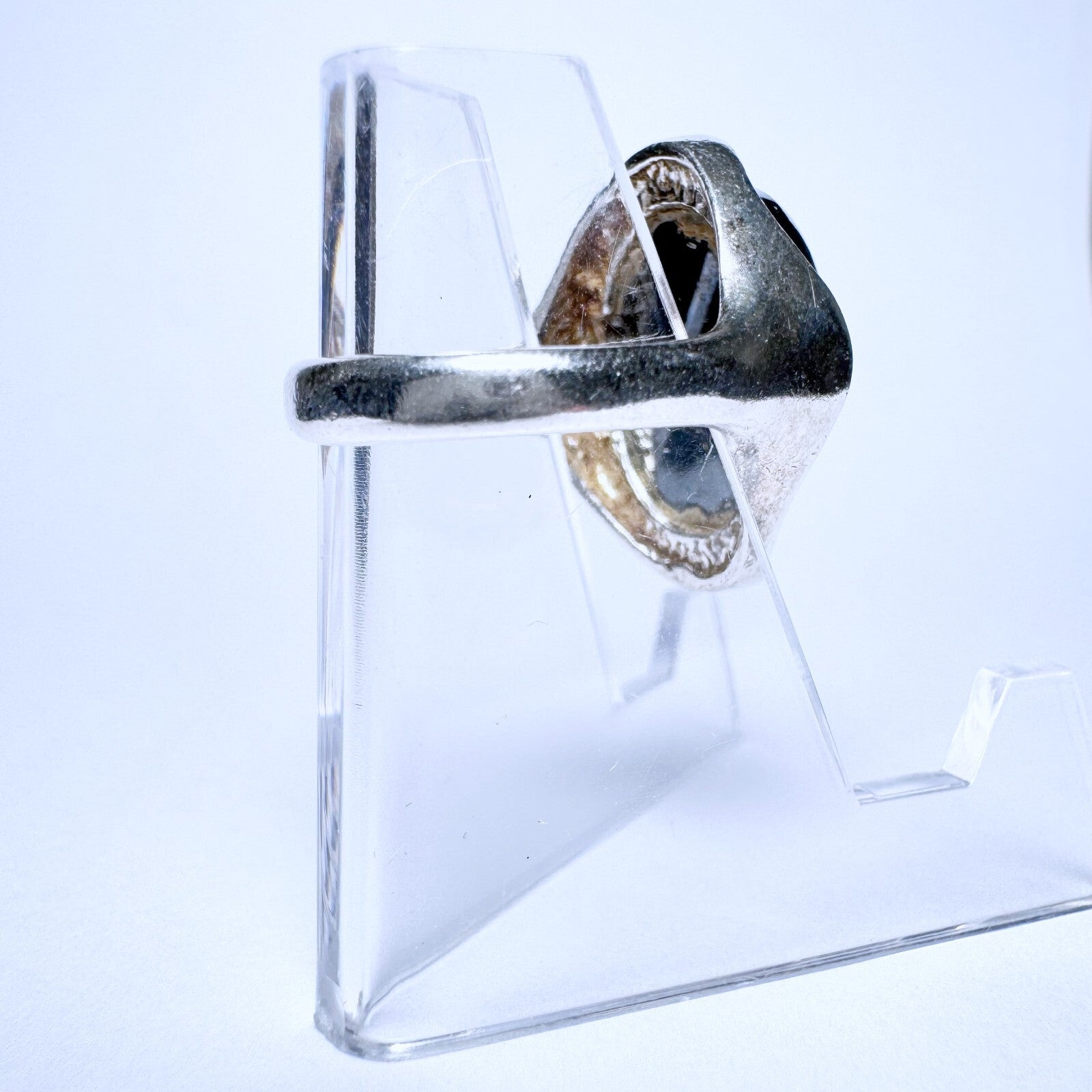 Ring 835er Silber Größe 53 mit grauem Cabochon 7,88g3