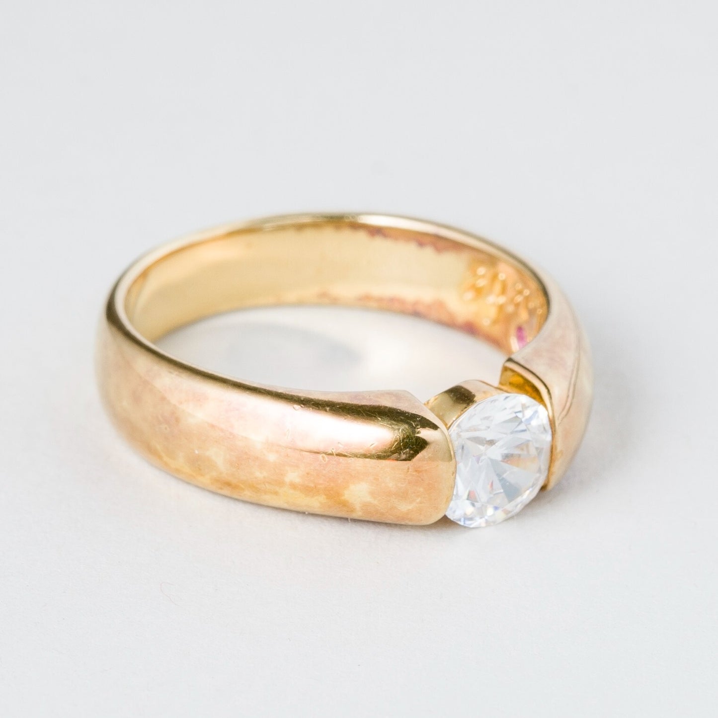 Silberring 925er Silber 5,78 g Weißer Stein Vergoldet Größe 57 (18,1 mm Ø)1