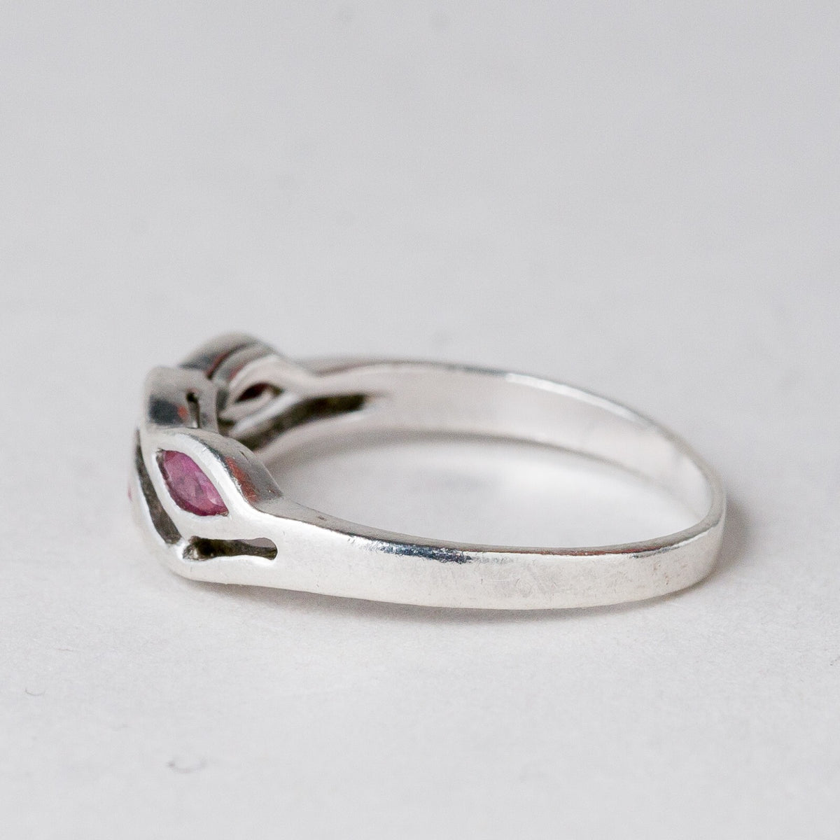 Silber Ring 925 Pinke Steine Größe 52 (16,5 mm Ø) 1,71 g1