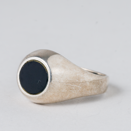 Ring Schwarzer Stein 835er Silber 4,23 g Größe 59 (18,8 mm Ø)0