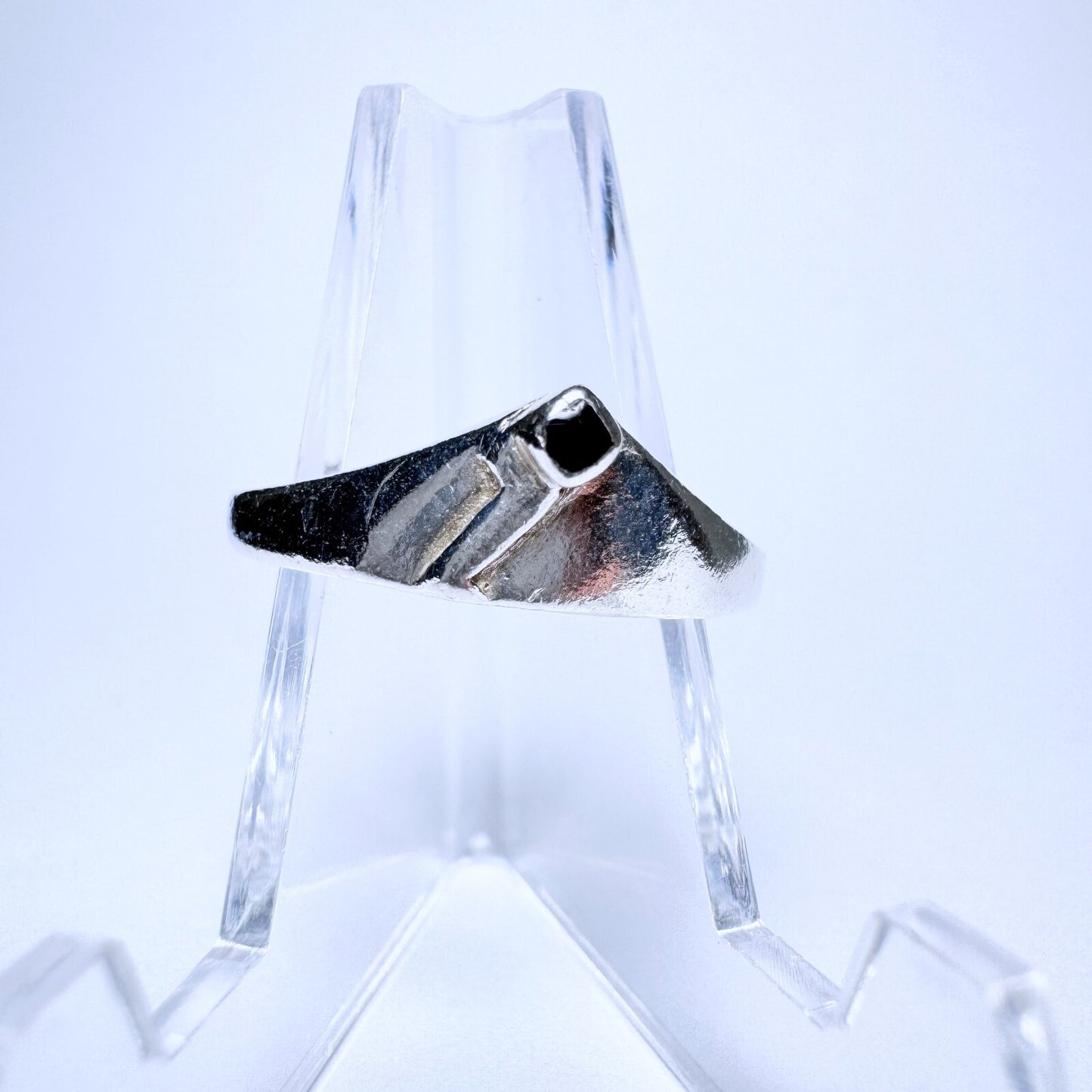 Ring 925er Silber Größe 61 mit schwarzem Besatz 2,43g0