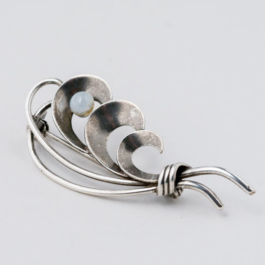 Silber Brosche 800 Perle 3,88 g0