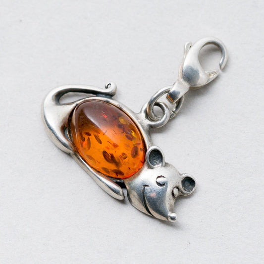 Silber Anhänger Kettenanhänger 925 Maus Bernstein 2,5 cm 2,59 g0