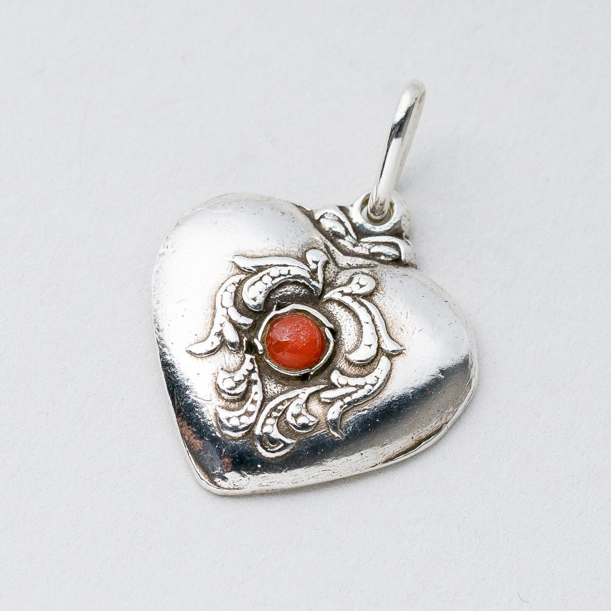 Anhänger Silber 900 Roter Stein Herz 2 cm 2,83 g0