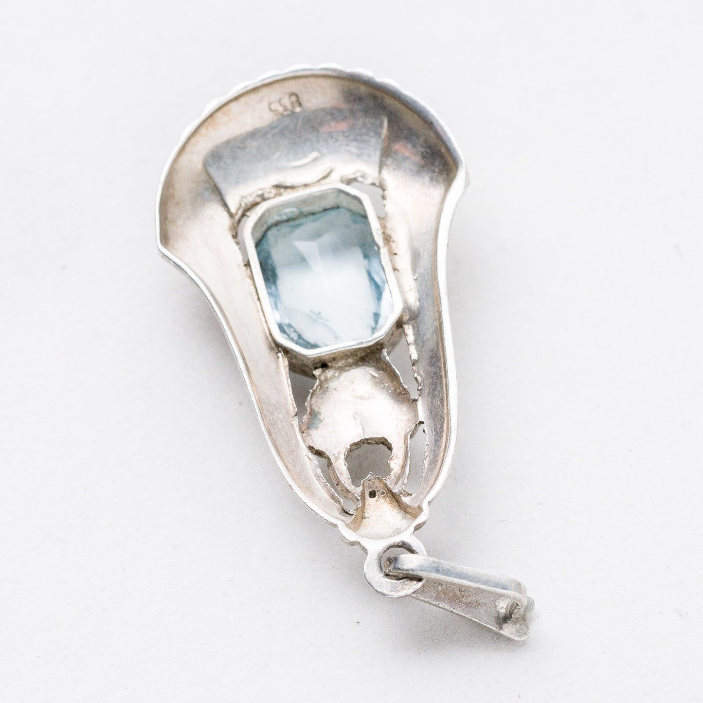 Anhänger 835 Silber Blauer Stein 4,2 cm 4,26 g4