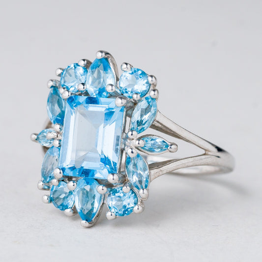 Ring Blaue Steine 4,7 g 925er Silber Größe 59 (18,8 mm Ø)0