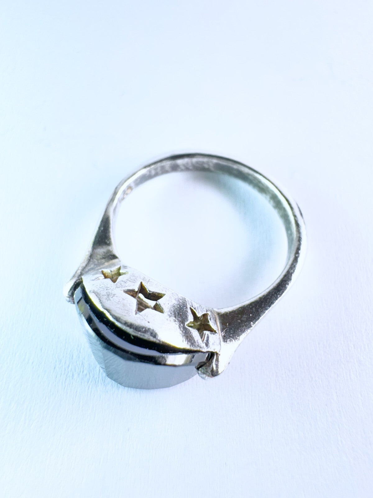 Ring 925er Silber Größe 57 facettierter schwarzer Stein 5,47g0