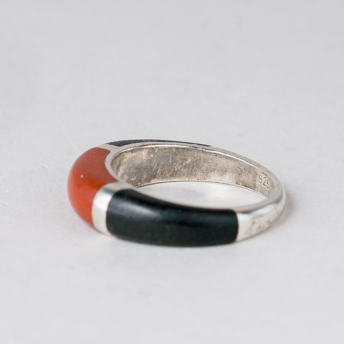 Silber Ring 925 Rot, Schwarz Größe 50 (15,9 mm Ø) 2,87 g1