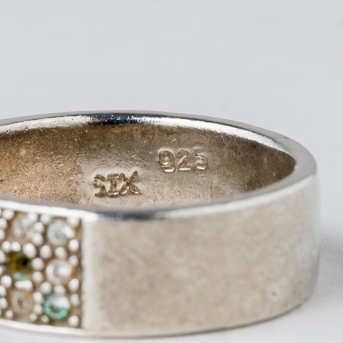 Silber Ring 925 Weiße Steine Größe 55 (17,5 mm Ø) 5,55 g5