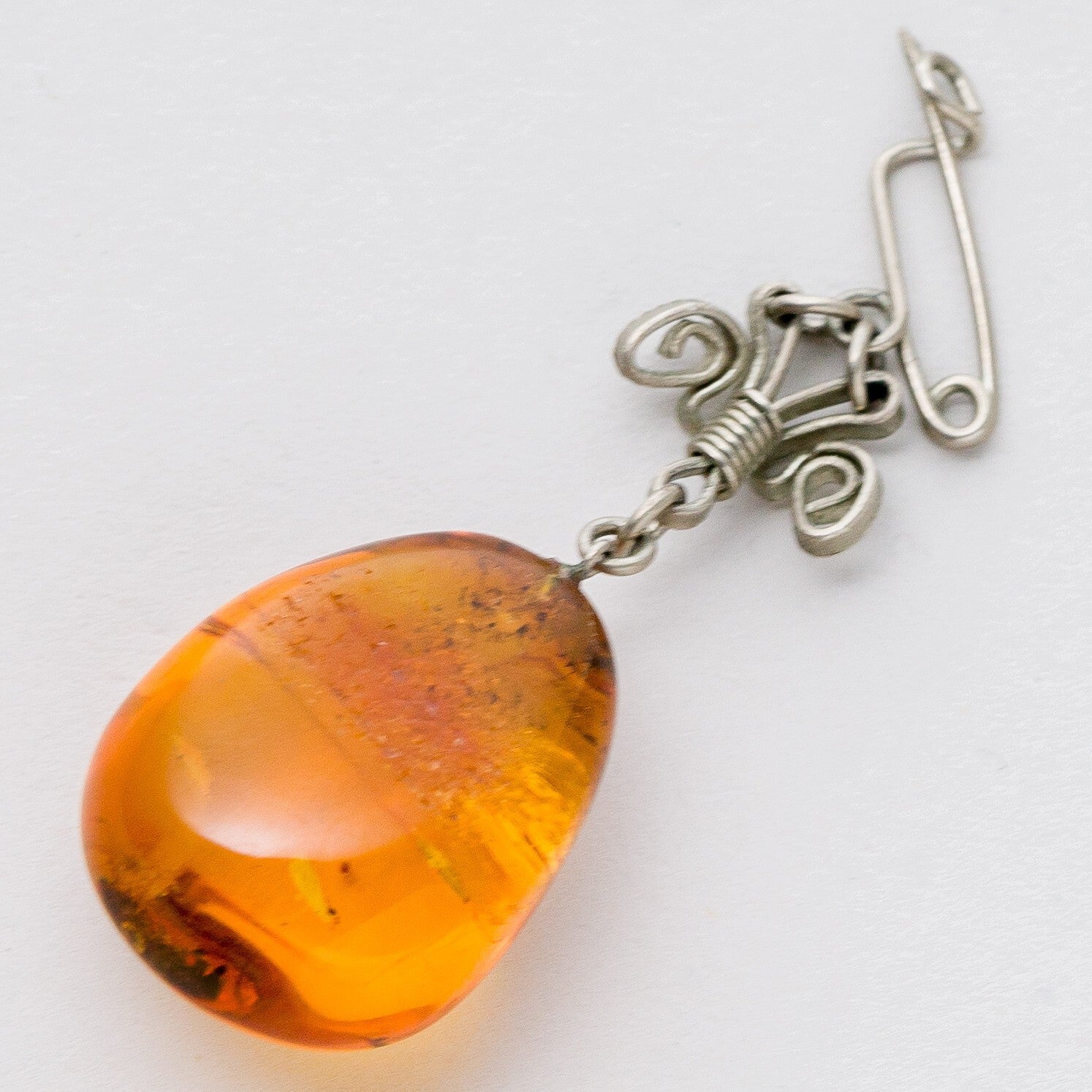 Brosche Bernstein Silber 4,5 cm 4,04 g3
