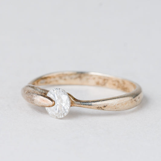 Ring Weißer Stein 1,81 g Silber Größe 56 (17,8 mm Ø)0
