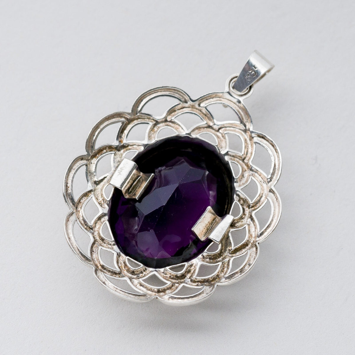 Anhänger Silber 835 Lila Stein 3,5 cm 3,76 g1