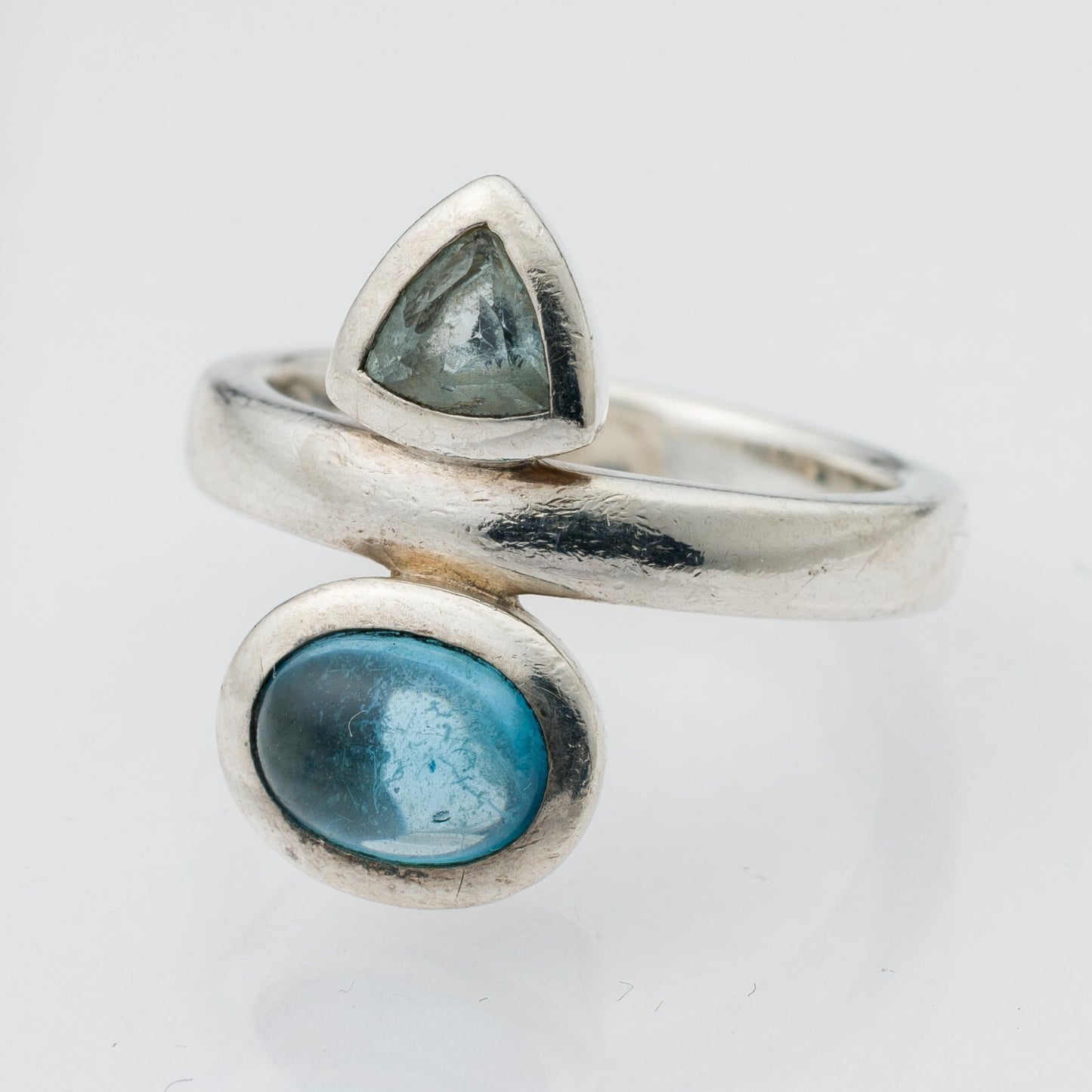 Silberring Blaue Steine 925er Silber 6,03 g Größe 51 (16,2 mm Ø)0