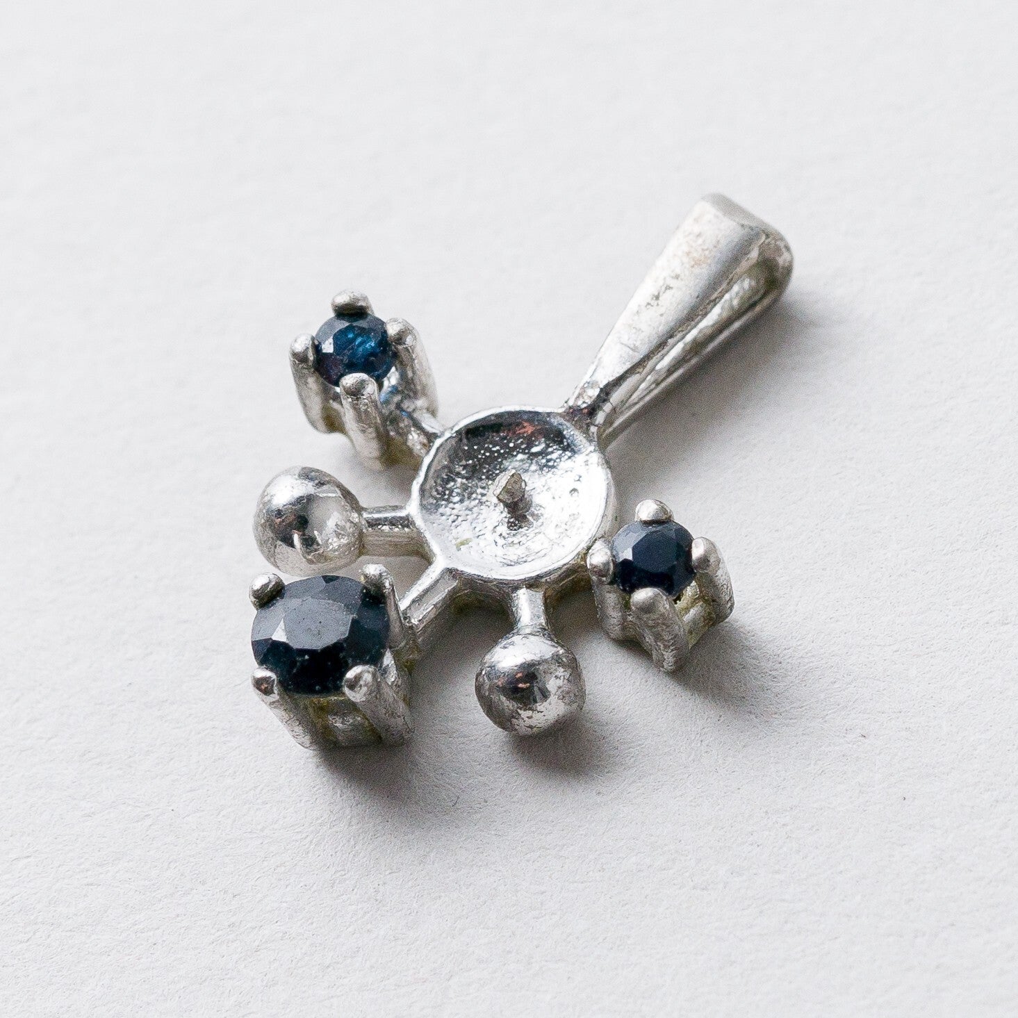 Silber Anhänger Kettenanhänger 925 Blaue Steine Ohne Perle 1,7 cm 1,19 g6
