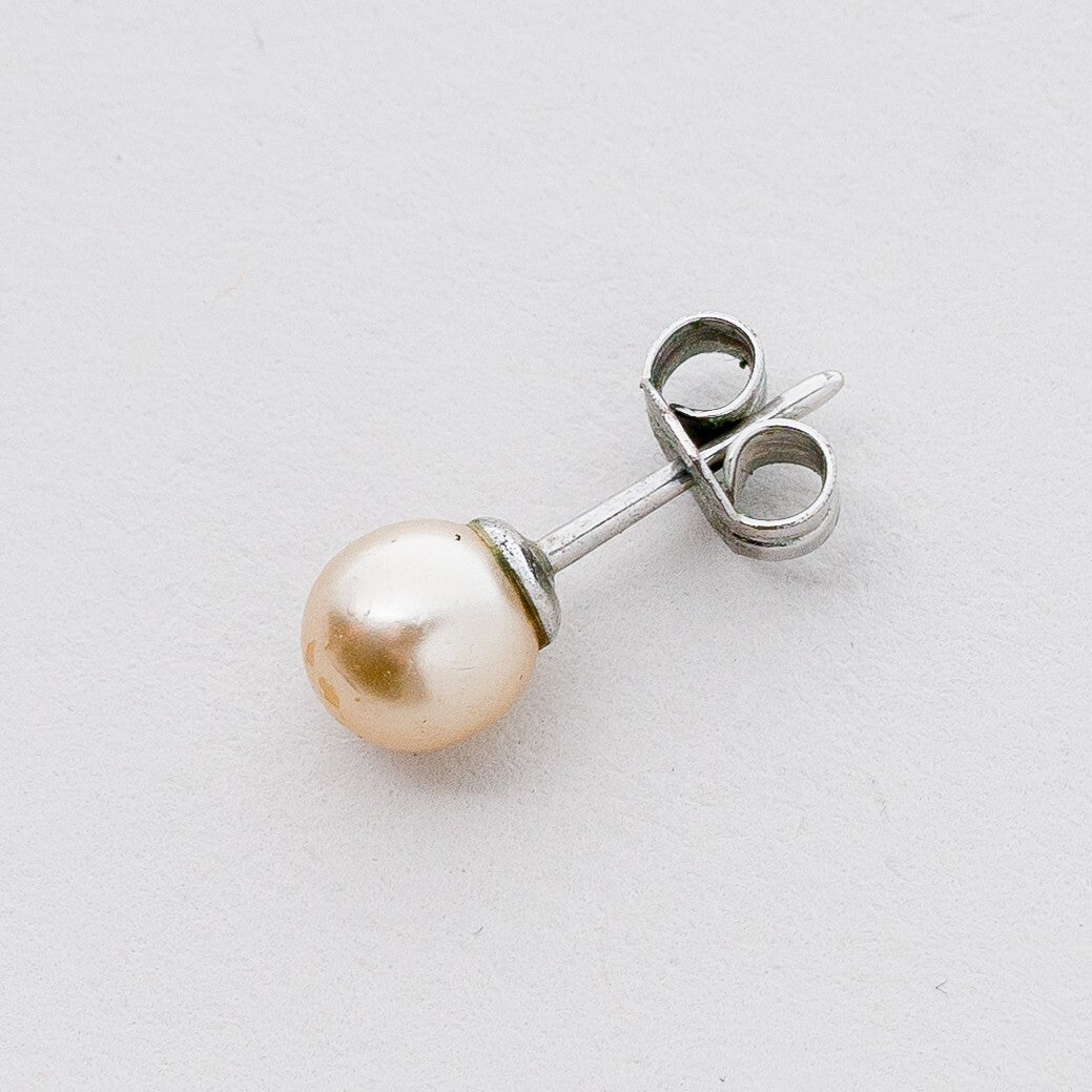 Einzelner Ohrring Ohrstecker Silber Perle 0,48 g6