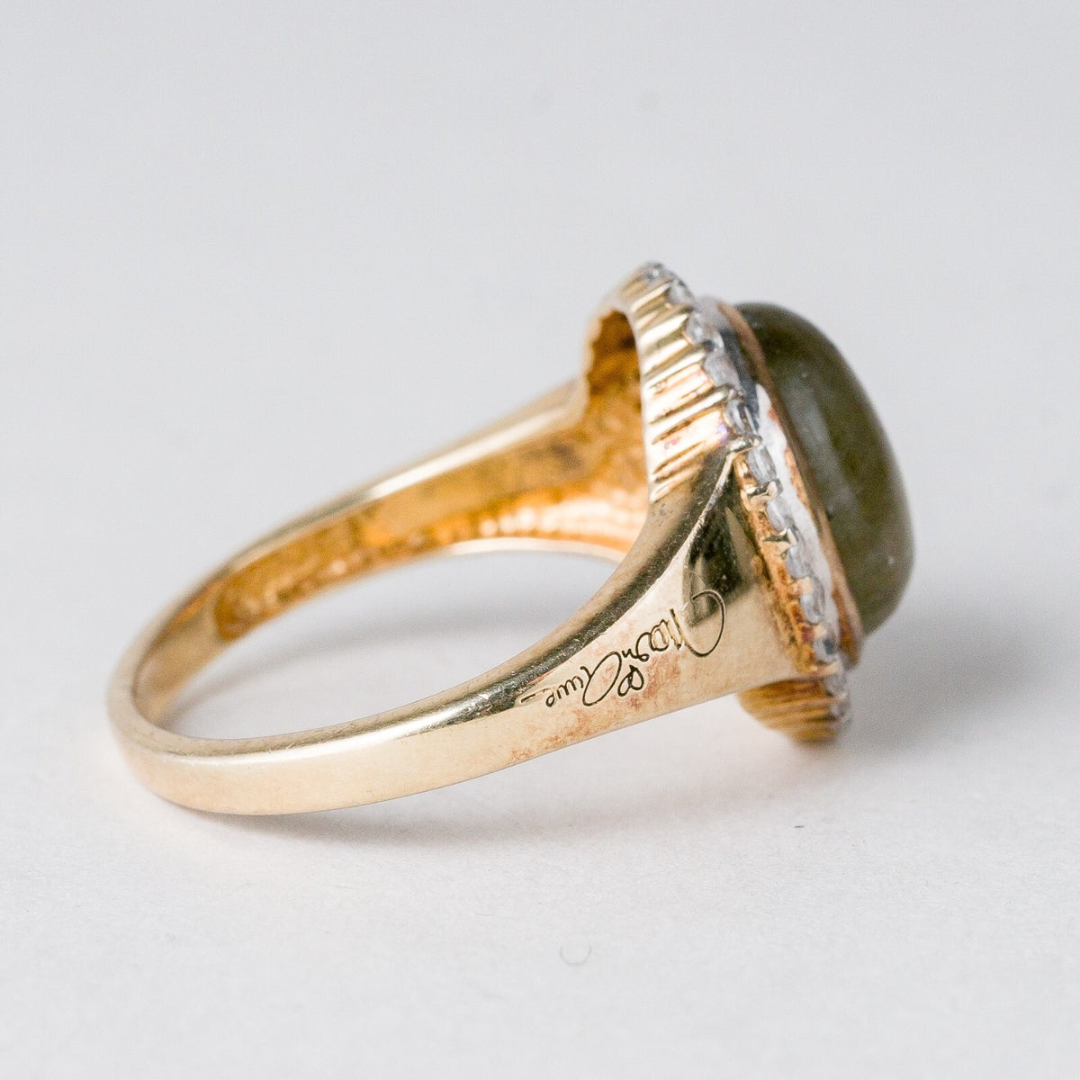 Silber Ring 925 vergoldet Blauer Stein Größe 60 (19,1 mm Ø) 4,82 g5
