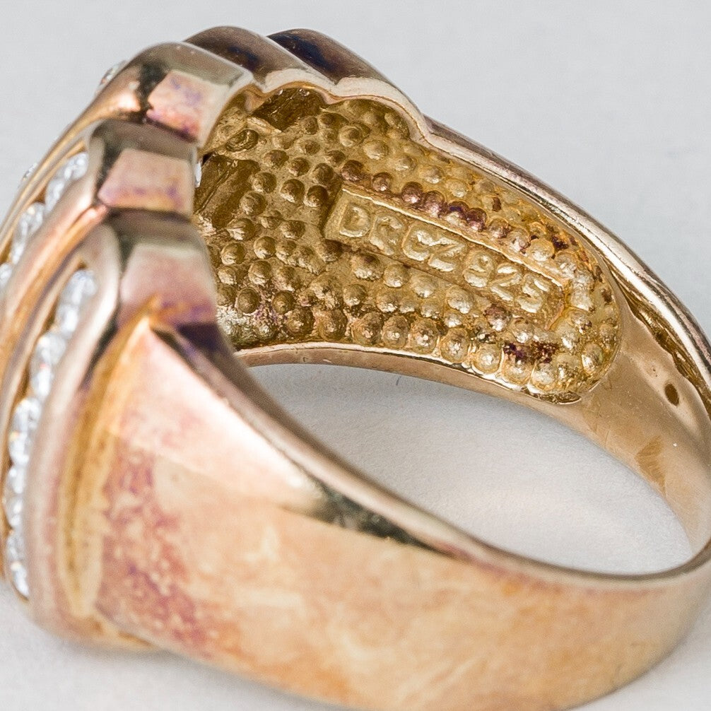 Silberring 925er Silber 5,89 g Weiße Steine Vergoldet Größe 54 (17,2 mm Ø)3