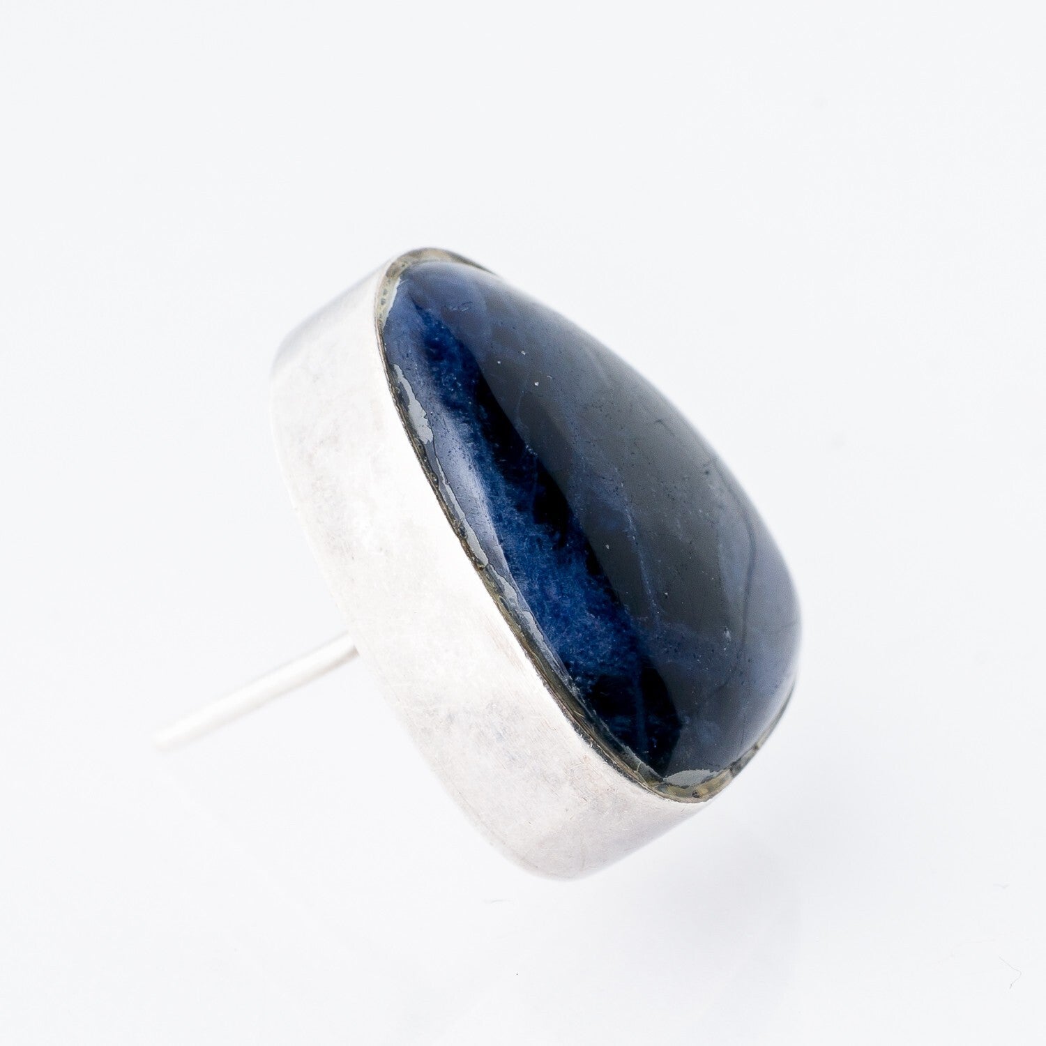 Einzelner Ohrring Ohrstecker Blauer Stein 925er Silber 3,4 g1