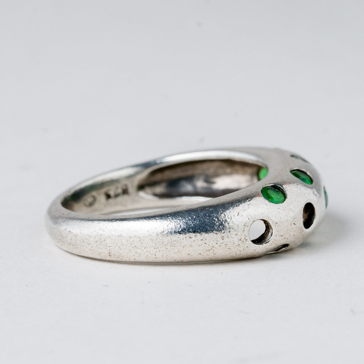 Silber Ring 925 Grüne Steine Größe 56 (17,8 mm Ø) 5,08 g2