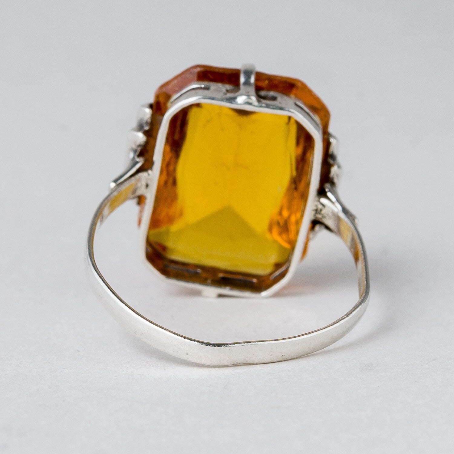 Silber Ring 830 Oranger Stein Größe 56 (17,8 mm Ø) 2,84 g3